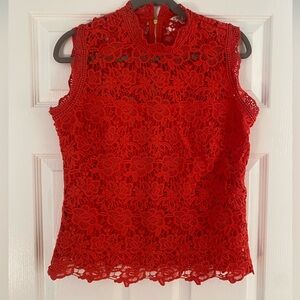 Lace red top